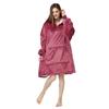 Women's Winter Warm Home Hoodie New Pajamas Nightgowns With Pocket for Female Solid Color Fleece Homewear Soft Housecoat Plus Size