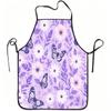 1pc Purple Butterfly And Floral Print Apron, Durable And Easy To Clean, Adjustable Waistband, Polyester Material, for Kitchen Cooking, Gardening, Orch