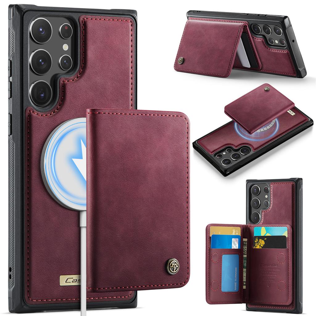 For Samsung Galaxy S22 Ultra 5G Magnetic Case CASEME ME80 Series Leather PC TPU Phone Cover with Detachable Wallet