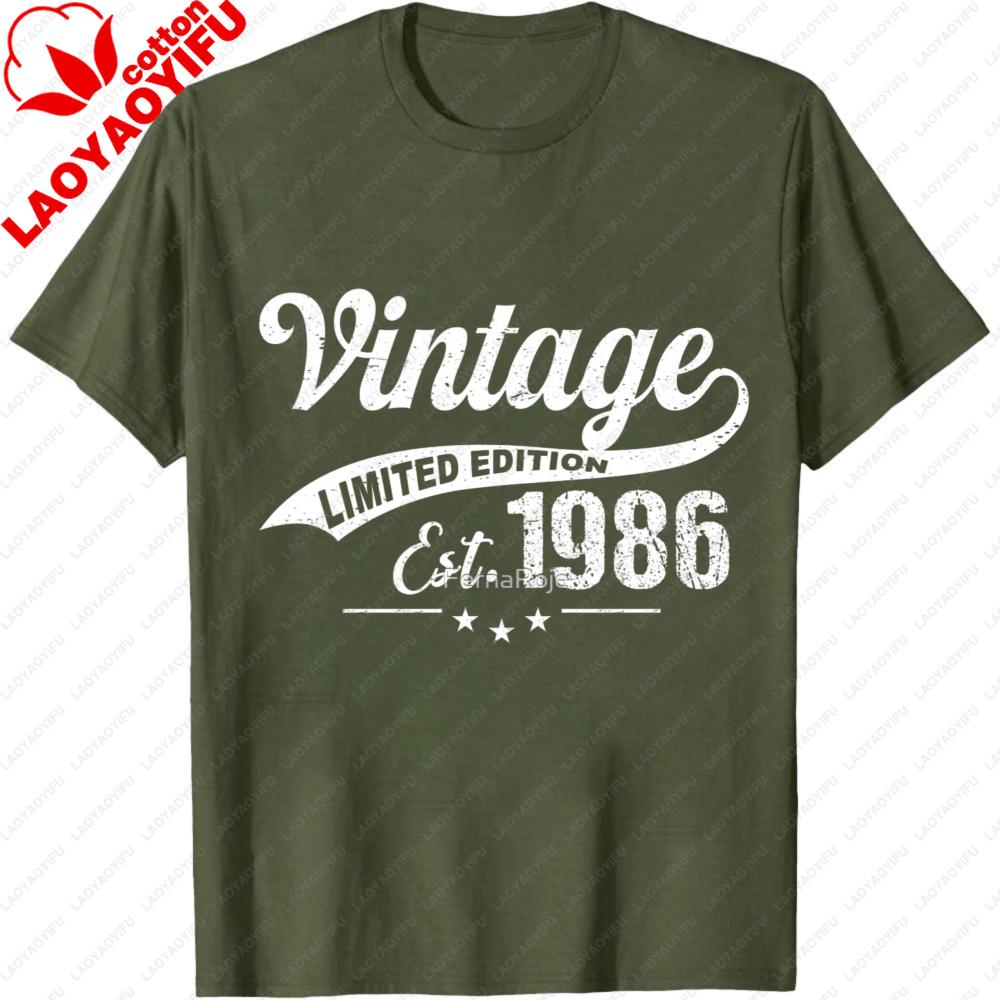 Vintage Limited Edition Est 1986 Summer Men TShirt Classic Retro Style Unisex Casual Wear for Birthday Gifts Men Clothing
