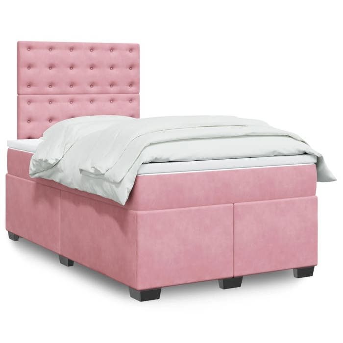 VidaXL Sommier à lattes de lit avec matelas rose 120x190 cm velours 3290875