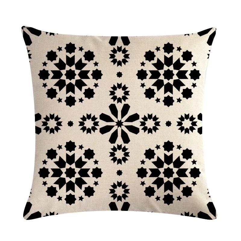Geometric Design Cushion Cover Printed Linen Cushion Pillowcase Sofa Bedroom Children'S Room Home Decoration 45X45Cm