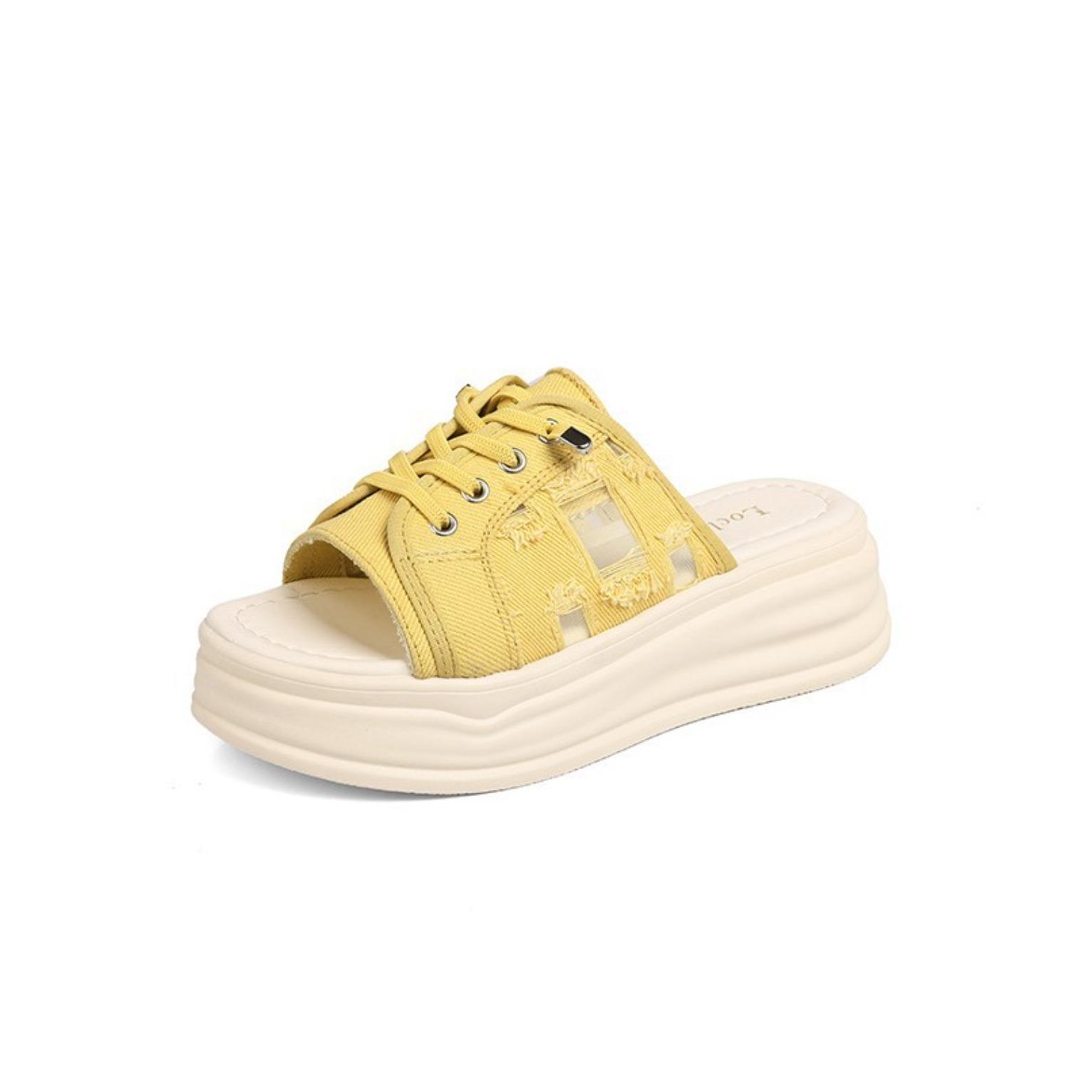 

2025 Platform Sandals Women s Summer New Wear Thick-soled Heightened Casual Flatform Shoes 40 бежевий