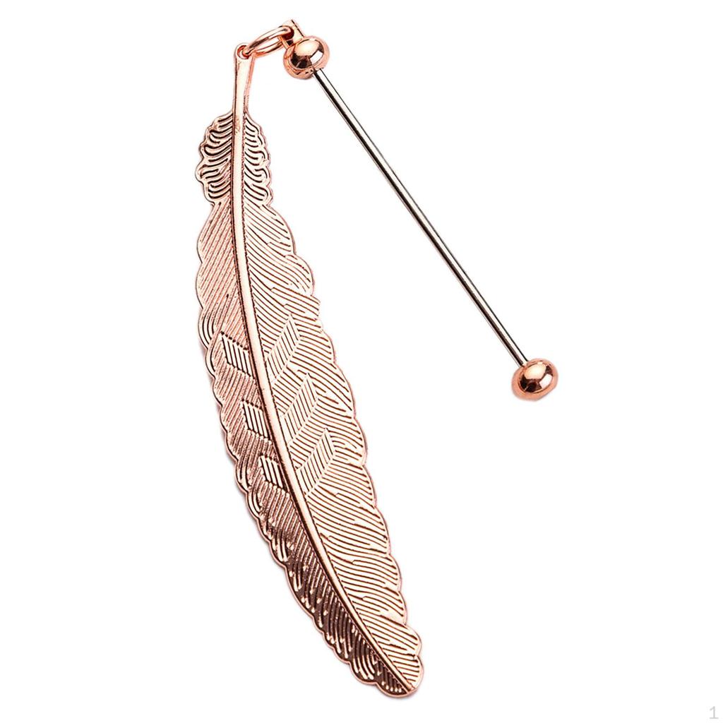 Metal Feather Bookmark, DIY Beadable Hook Book Marker for Kids, Adults