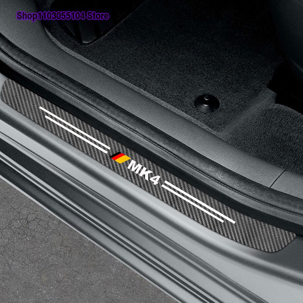 4pcs Carbon Fiber Car Door Sill Sticker Auto Threshold Decoration For Volkswagen VW GOLF 4 5 6 7 MK7 MK4 MK5 MK6 MK1 MK2 MK3 MK8