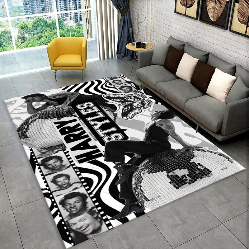 Tappeto alla moda Harry Styles Cantante Stella per Camera da Letto Soggiorno Divano Sala Giochi Zerbino Decorazioni per la Casa, Tappeto Area Bambini Antiscivolo