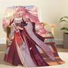 Y-Yae Miko Genshin Impact Blanket Soft Throw Blanket for Home Bedroom Bed Sofa Picnic Travel Office Rest Cover Blanket Gift