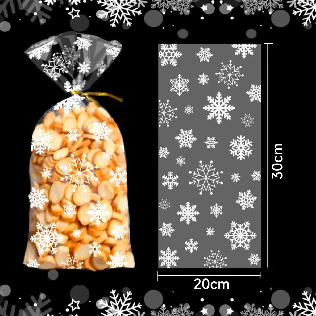 Transparent Snowflake OPP Cookie Bags - Christmas Gift Packaging
