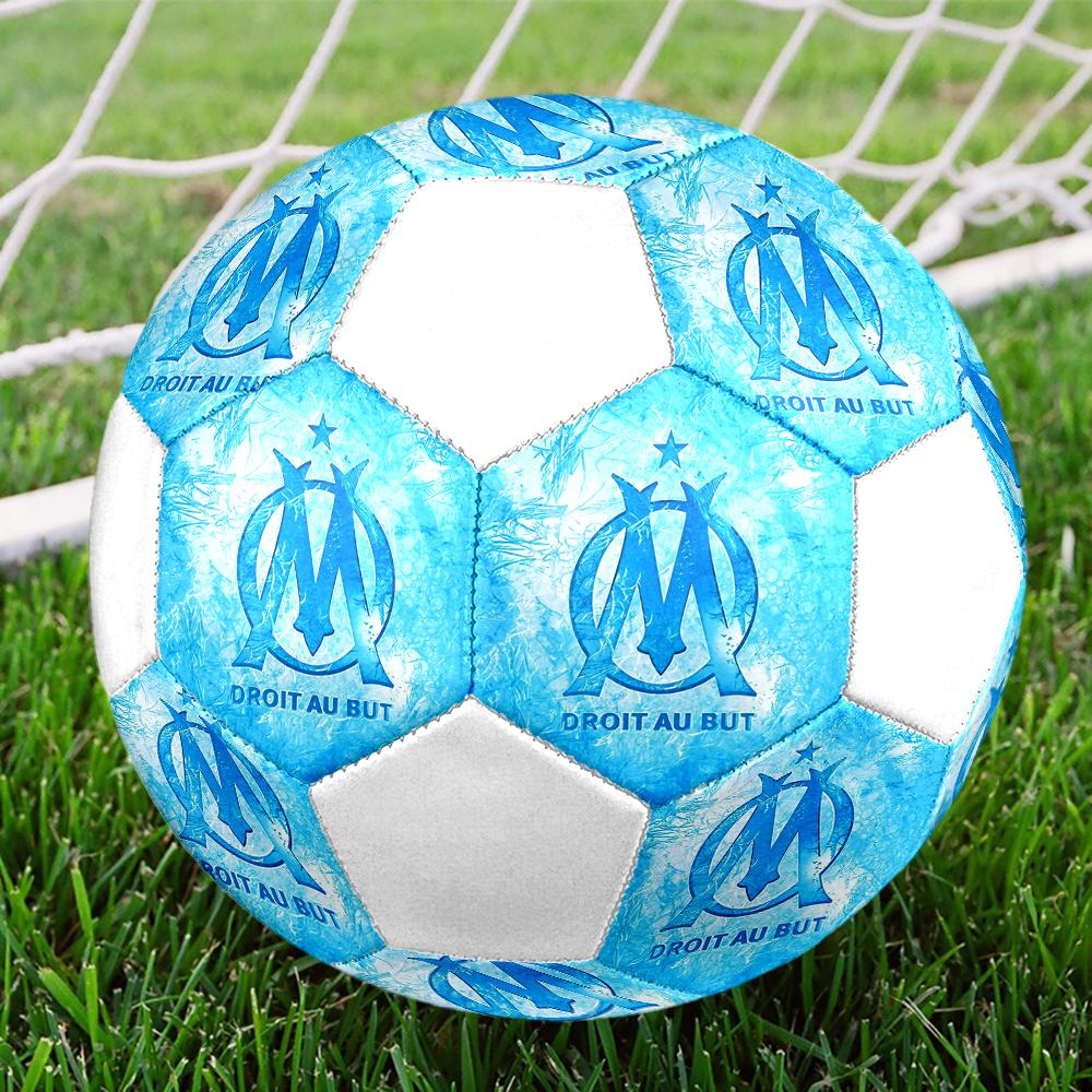 Pallone da Calcio Olympique de Marseille, colorato, adatto a tutte le età, cucito a macchina, materiale PVC, qualità da competizione, durevole e ad alto rimbalzo