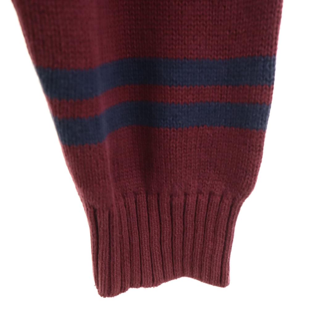 TOMMY HILFIGER 90s Old Border Pattern Long sleeve sweater M Burgundy Men's Used