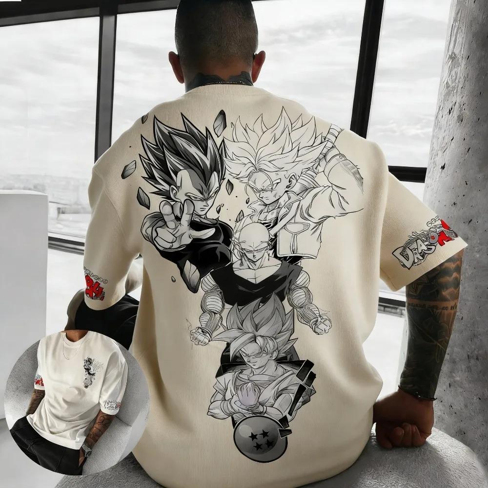 Dragon Ball Z Super Saiyan Group Graphic Dual-Sided Oversized T-Shirt Vintage Anime Harajuku Streetwear Unisex Casual T-shirt