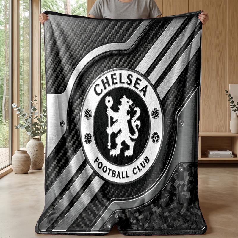 Chelsea FC Theme Blanket Soft Flannel Blanket Plush Throw Blanket Cozy Sofa Bed Blanket for Home Decor