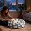 Winter Warm Cat Sleeping Cushion Soft Plush Round Cat Bed Puppy Kitten Plush Nest Pet Supplies for Indoor Home Bedroom