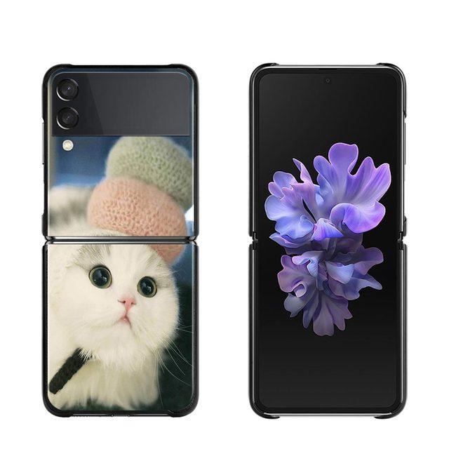Cute Cat Kitten Phone Protective Case For Samsung Galaxy Z Flip3 5g Back Cases For Samsung Z Flip Capa Black Shell Fundas