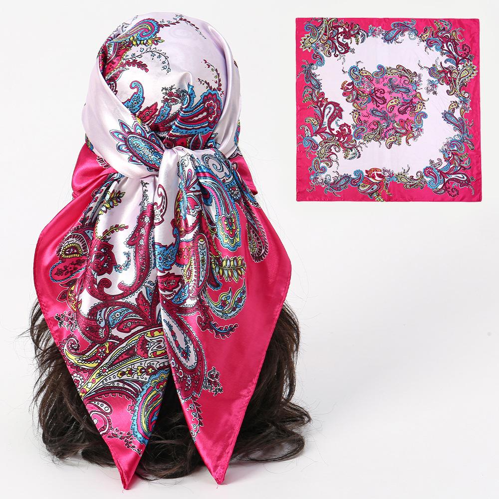 70x70cm Silk Scarf for Women Summer Silk Shawl Print Square Headscarf Bandana Office Ladies Neck Scarf Hair Band Gift Muffler