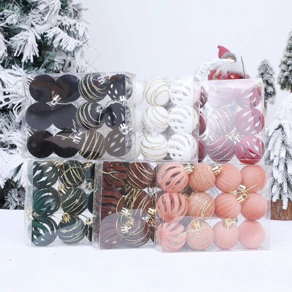 12pcs/Set 4CM Christmas Ball Ornaments Sparkling Velvet Christmas Tree Props Plastic Flocking Xmas Window Decor Holiday Season