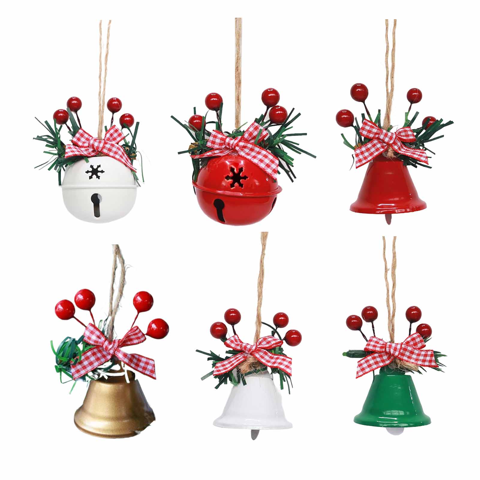 

6piece Ornaments Set, Metal Large Craft Pendant With 6piece Christmas Jingle Ornaments Tree 6pcs Christmas Jingle