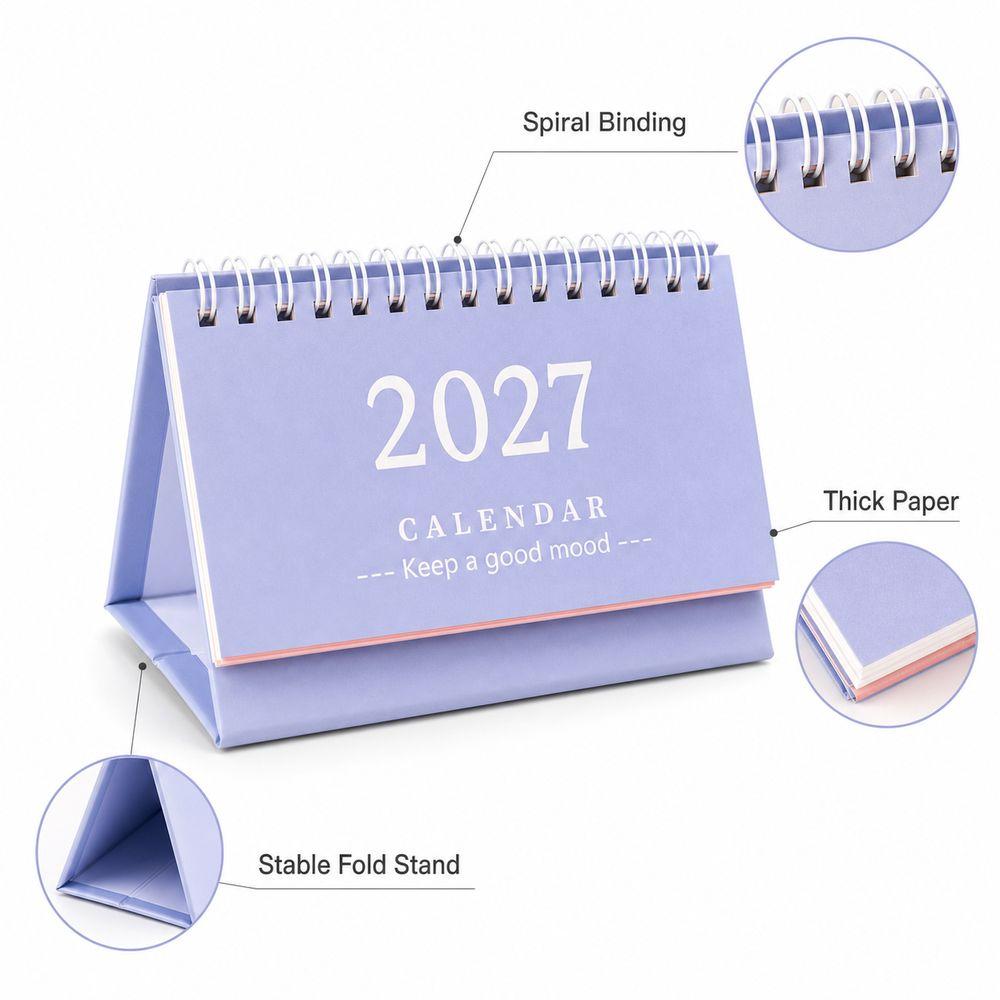 Mini Standing Calendar Coil Flip Calendar New 2027 Desk Calendar  Desk Planning