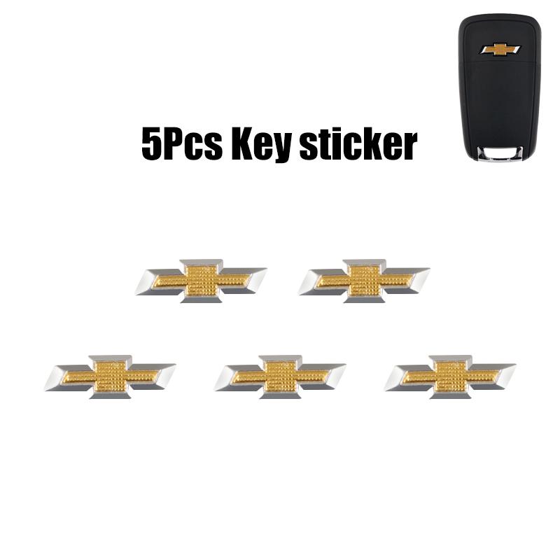 5 Stuks Auto Afstandsbediening Sleutel Sticker Aluminium Embleem Decoratie Decal Voor Chevrolet Cruze Spark Captiva Suburban Camaro Malibu Silverado