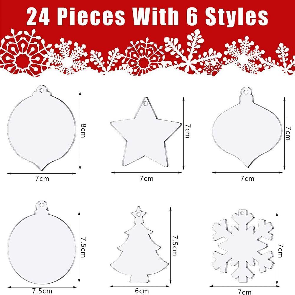 10Pcs Multishape Acrylic Christmas Ornaments Star Clear Circles Discs  New Year