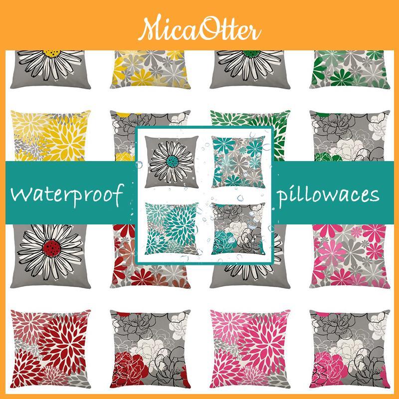 Elegant Waterproof Flower Printed Cushion Cover With Oilproof And Dustproof Features For Stylish Home Decor