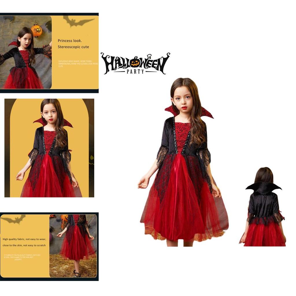 Kinderen Halloween Wicked Vampire Cosplay Kostuum Rode Tule Rok Fancy Dress Party