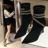 New Autumn New Sexy Pointed Fashion Boots Rhinestone High Heel Large Size Women's Shoes