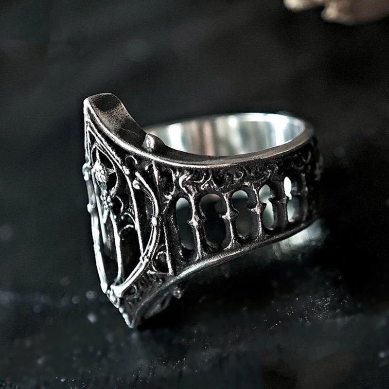 Classical Gothic Jewelry Ring Vintage Inspired Craftsmanship Premium Zinc Alloy Material Multiple Size Options For Daily Occasions