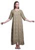 Bimba Dark Rose Brown Floral Leaves & Camellia Kanjiro Printed Nightgowns Maxi Sleepwear For Women Long Sleep Dress