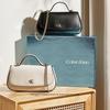 Calvin Klein Elegant Commuter Letter Shoulder Chain Mixed Material Tote Bag Small Women handbags Lily-White 4F3282G-FUP