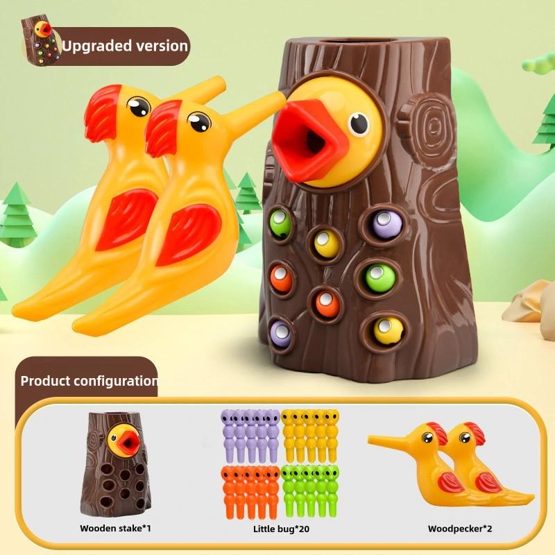 Children's Woodpecker Toy Educational Early Education Insect Catching Game Magnetic Bird Catching Bugs