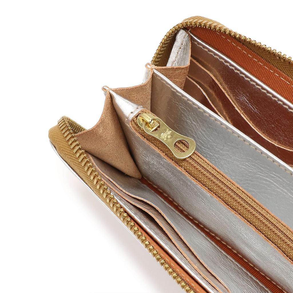 IL BISONTE Long Cowhide Wallet, Unisex, Leather, Silver, 54_1_54192306140
