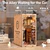 DIY Wooden Japanese Book Nook Shelf Insert Kits Miniature Model Kit The Alley Waiting for the Cat Bookend for Friends Gifts