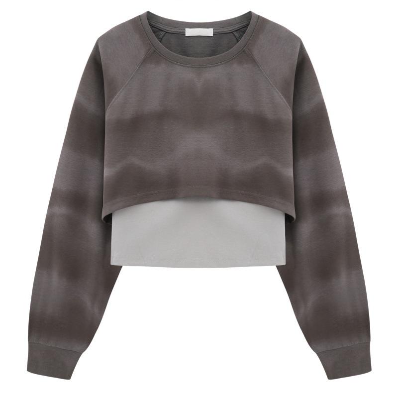 Pullover Sweatshirt Two Piece Women's Long Sleeve Loose Crop Top
