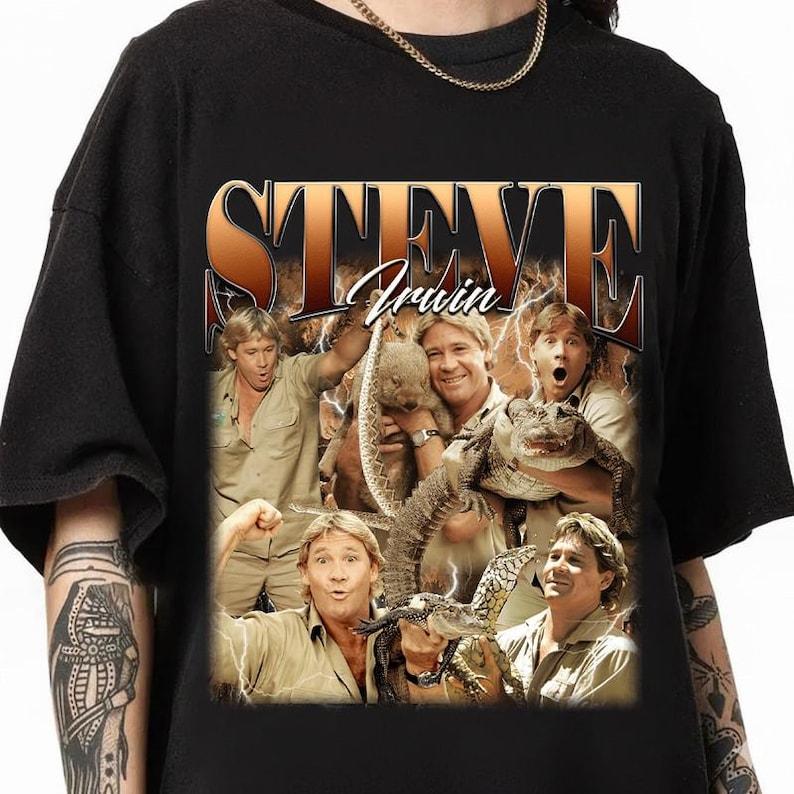 Steve Irwin Bootleg Unisex T-Shirt, Steve Irwin Vintage 90s Graphic Tee, Crocodile Hunter Homage Unisex T-Shirt, Retro Bootleg Fans Gift S