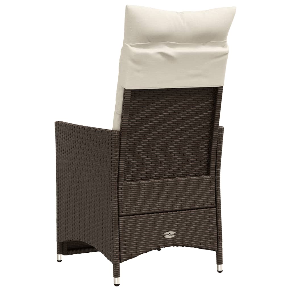 Garden Armchair with Cushions 2 Pcs Adjustable Brown Poly Rattan