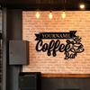 Metal Coffee House Wall Art, Personalized Barista Gift, Outdoor Cafe Decoration, Vintage Tin Sign
