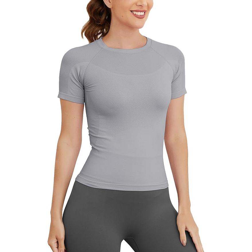 Women's Short Sleeve Seamless Workout Tops Breathable Gym Shirts for Yoga Athletes Soft Athletic Shirts