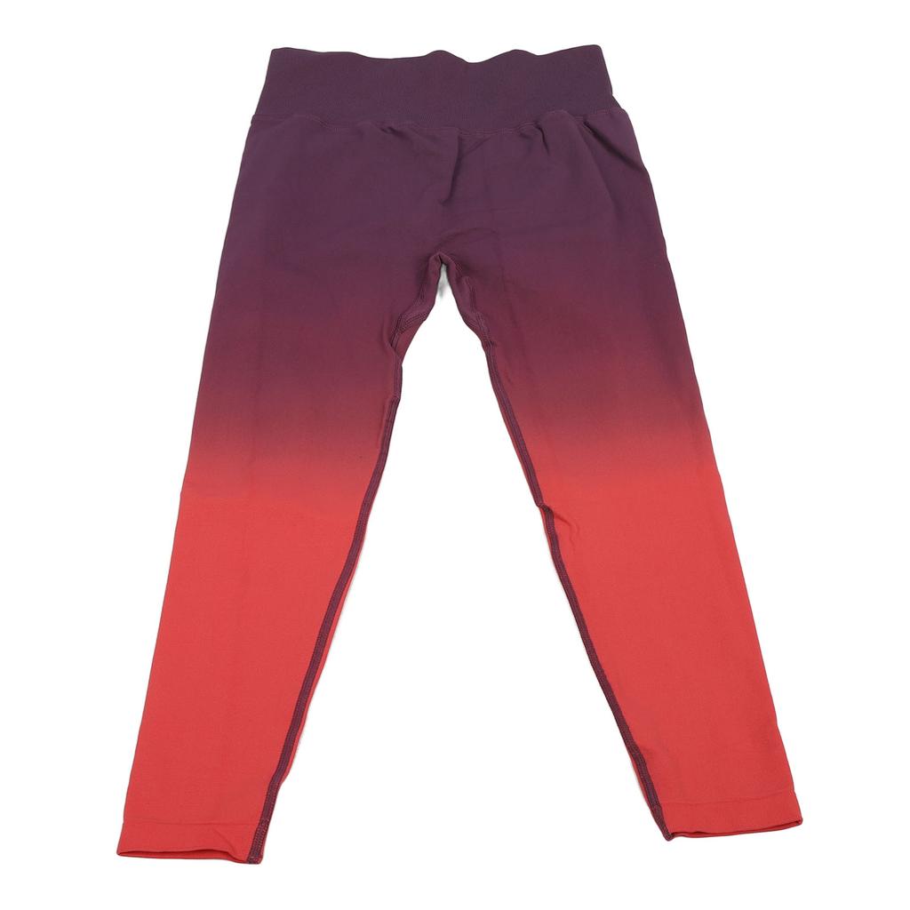 Women Hip Lifting Pants Red Purple Gradient Color L Size High Waisted Leggings for Female