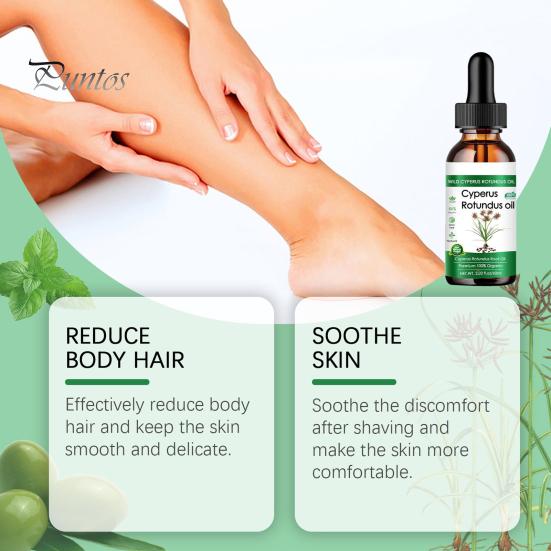 1/2 Stück 60 ml Cyperus Rotundus-Öl für Männer und Frauen, Haarentfernungspflegeöl, reduziert das Körperhaarwachstum, Feuchtigkeitscreme für die Haut, natürliche Pflanzen, nährender Hautschutz