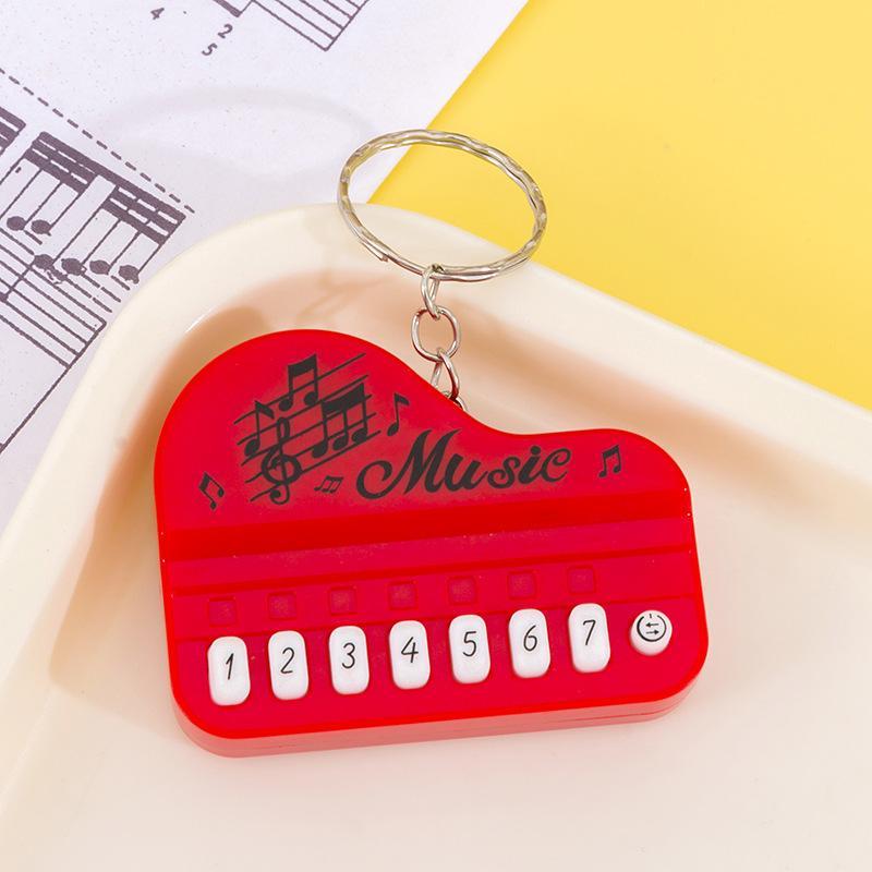 Mini Functional Piano Keychain Playable Buttons Soft Touch Cute Cartoon Music Pattern Creative Gift for Students