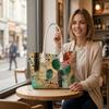 Bohemian Cactus Flower Tote Bag for Daily Shopping Travel Casual Outdoor Handbag with Artistic Print