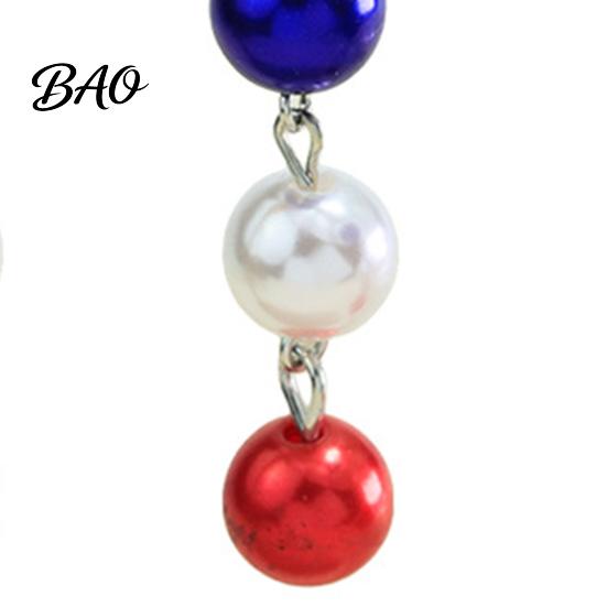 Dangle Drop Earrings 1 Pair Independence Day for Women, Red White Blue Beads European American Style Earrings, 4th of July Patriotic Jewelry Memorial