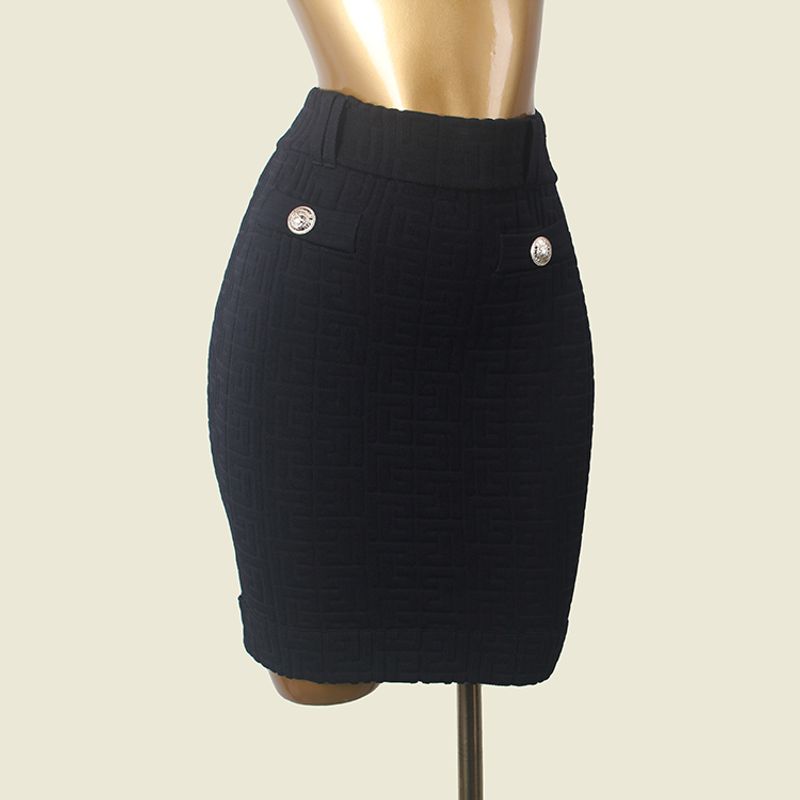 

Bajia Style Temperament Hip Skirt Fashion Minimalist Three-Dimensional Texture Knitting Skirt Black One size
