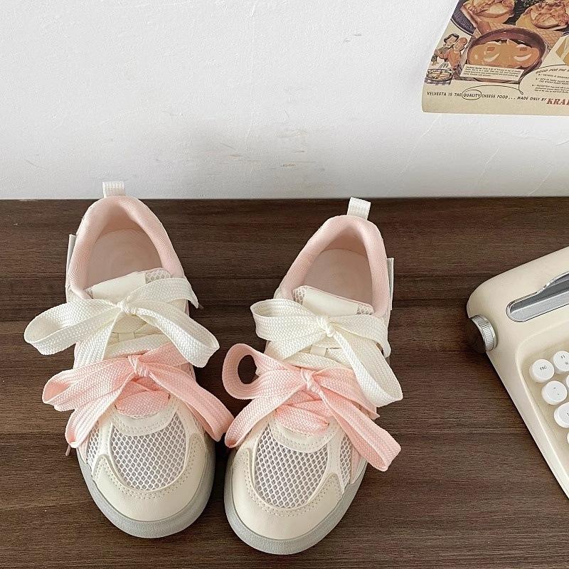 Niche design thin sports board shoes summer new transparent net little white shoes women