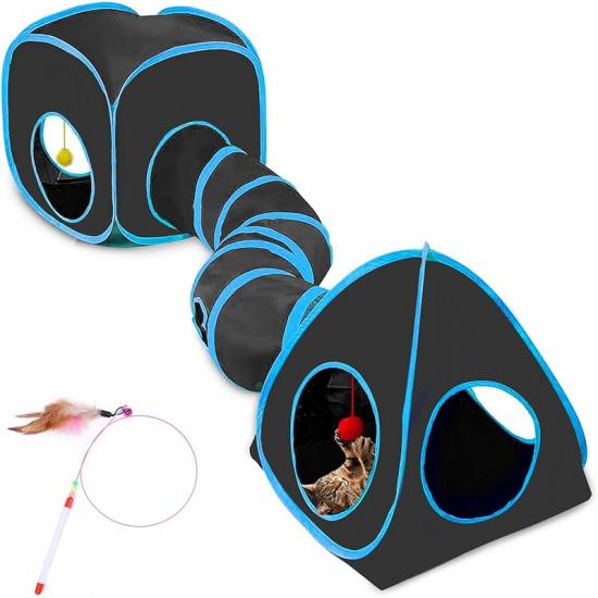 Cat Tunnels for Indoor Cats, Cat Tent, Cat Cube and Feather Cat Toy Collapsible Combo, with Interactive Cat Toy Ball, Cat Toy Set for Indoor Cat, Medium