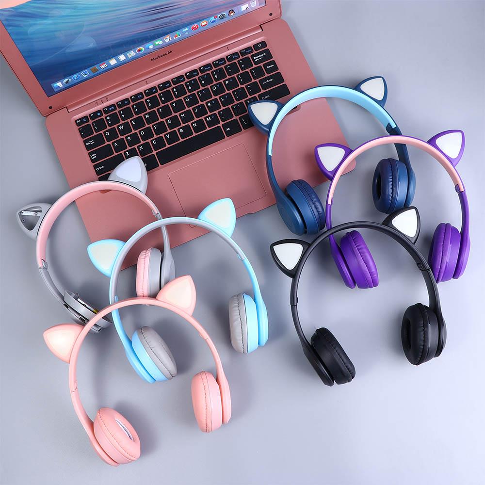 

Светодиодная беспроводная игровая гарнитура Bluetooth-наушники кошачьи наушники музыкальная гарнитура для шлема