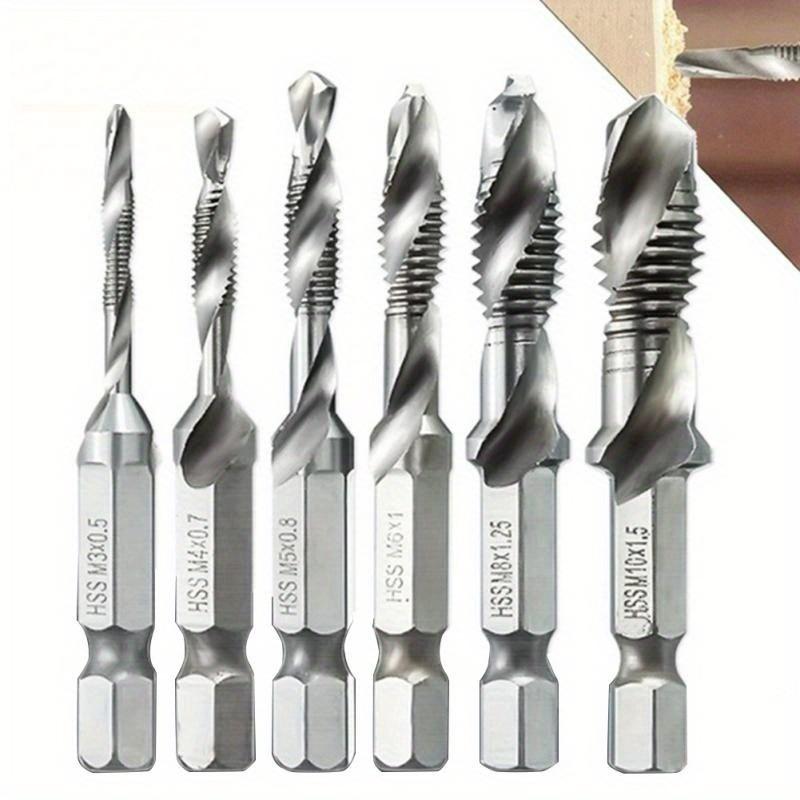 12pcs Titanium Coated HSS Tap Drill Bits Set Hex Shank Screw Thread Bit Screw Machine Compound Tap M3 M4 M5 M6 M8 M10