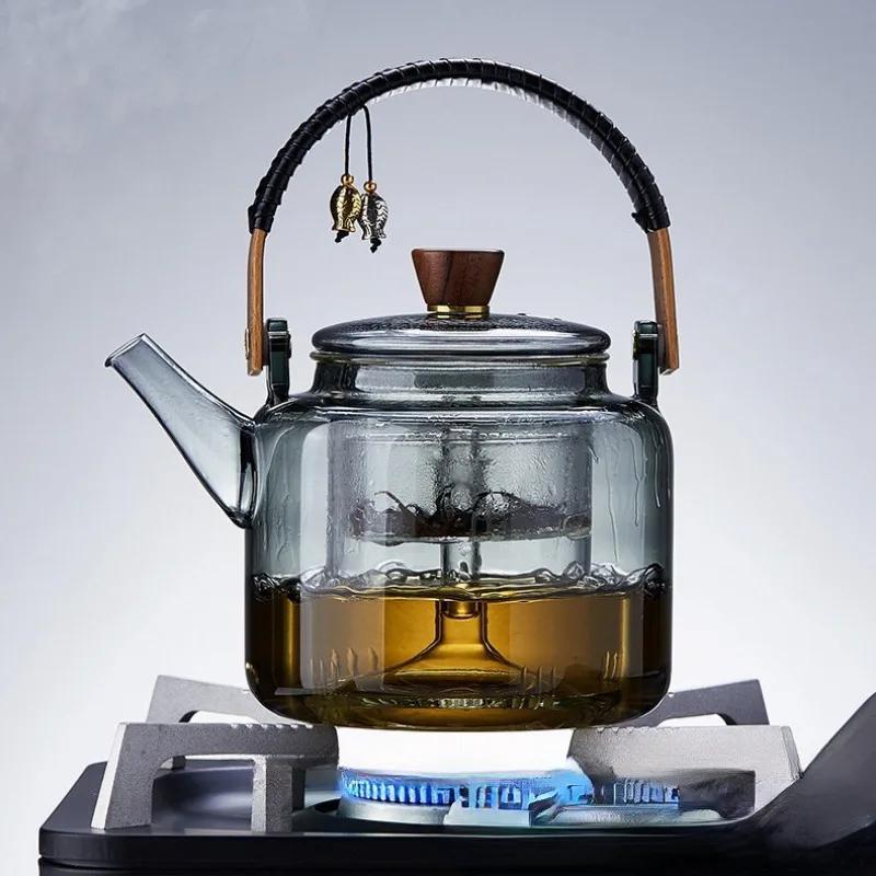 1200ML High Borosilicate Glass Brewing Teapot, Household High Temperature Resistant Large Capacity Teapot with Filter Liner