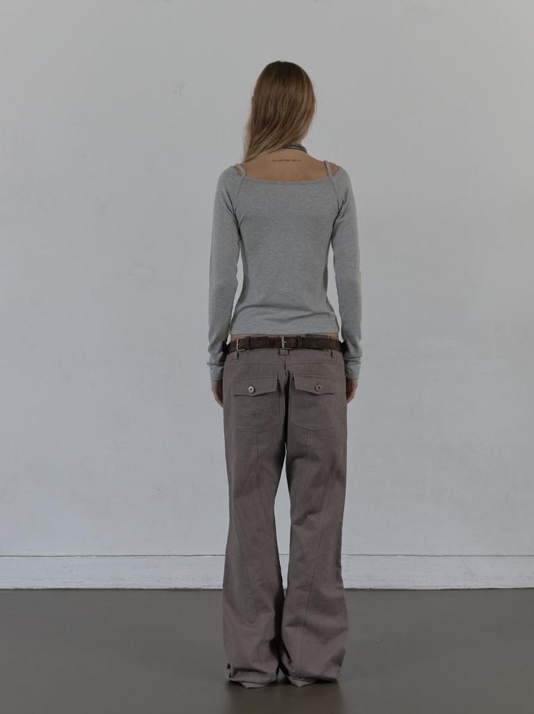 SETUP-EXE Sleeveless Layered Top / Melange Gray
